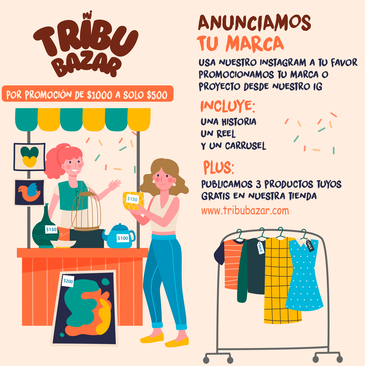 Anúnciate con Tribu bazar usa nuestro IG a tu favor y obtén un plus.